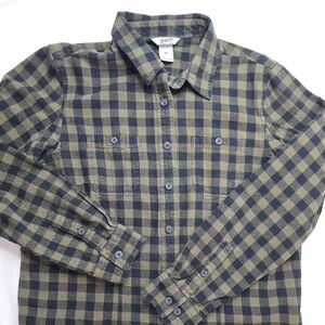Duluth Trading Co Free Swingn' Flannel Shirt Green Black Check Plaid Workwear M